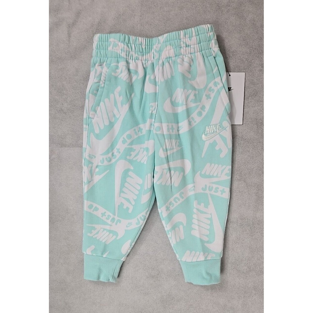 Nike Jogger Pant Boys Size 2T Fleece Sweatpant Green Jade Ice with Logo NEW